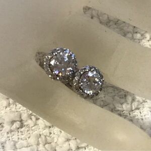 Diamonique Halo Stud Earrings